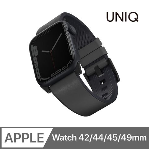 UNIQ Straden Apple Watch 防潑水皮革矽膠錶帶 42/44/45/49mm 共用款 灰色