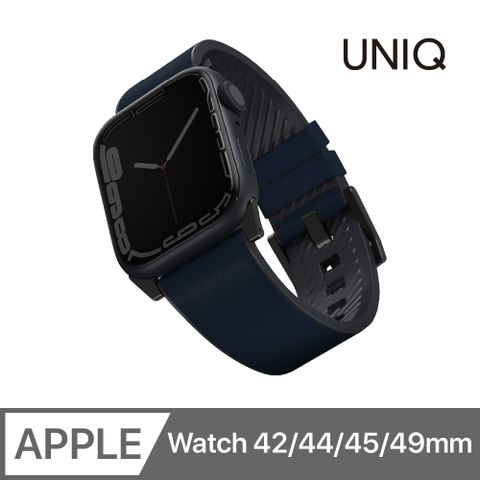 UNIQ Straden Apple Watch 防潑水皮革矽膠錶帶 42/44/45/49mm 共用款 藍色
