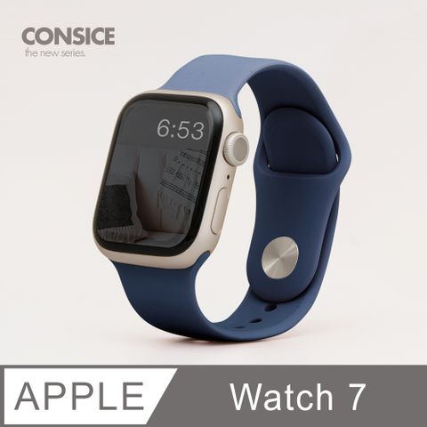 簡約舒適 ▶ Apple Watch 7 錶帶 防水矽膠 親膚 壓扣 運動 適用蘋果手錶 - 星空藍柔軟舒適矽膠材質