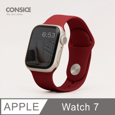 簡約舒適 ▶ Apple Watch 7 錶帶 防水矽膠 親膚 壓扣 運動 適用蘋果手錶 - 勃根地紅柔軟舒適矽膠材質