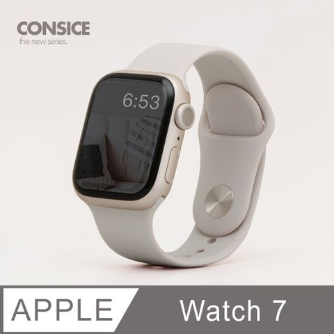 簡約舒適 ▶ Apple Watch 7 錶帶 防水矽膠 親膚 壓扣 運動 適用蘋果手錶 - 星光色柔軟舒適矽膠材質