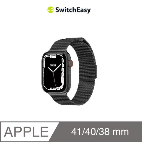 魚骨牌 SwitchEasyMesh 不鏽鋼米蘭磁扣錶帶Apple Watch 9/8/7,38/40/41mm 黑色