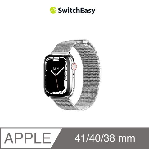 魚骨牌 SwitchEasyMesh 不鏽鋼米蘭磁扣錶帶Apple Watch /9/8/7,38/40/41mm 銀色