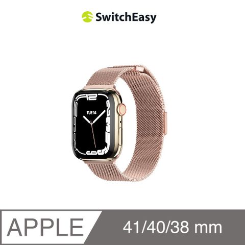 魚骨牌 SwitchEasyMesh 不鏽鋼米蘭磁扣錶帶Apple Watch 9/8/7,38/40/41mm 玫瑰金