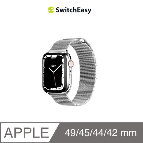 SwitchEasy 魚骨牌 Apple Watch Ultra/9/8/7 42/44/45/49mm Mesh 不鏽鋼米蘭磁扣錶帶,玫瑰金