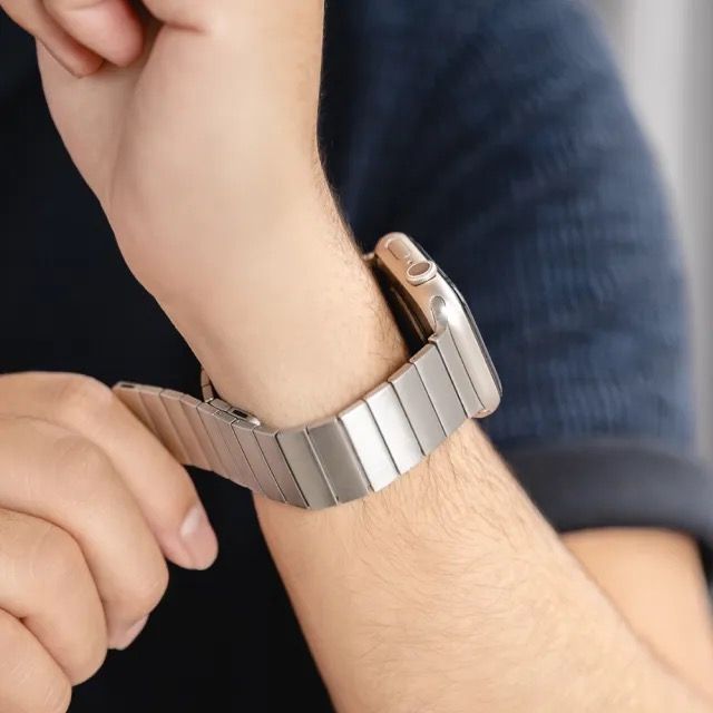 MAGEASY Apple Watch Ultra/9/8/7 42/44/45/49mm Maestro M 不鏽鋼磁吸鏈式錶帶,黑色