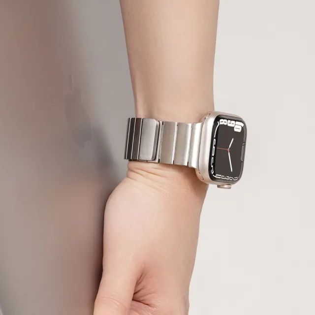 MAGEASY Apple Watch Ultra/9/8/7 42/44/45/49mm Maestro M 不鏽鋼磁吸鏈式錶帶,銀色