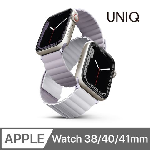 UNIQ Revix Apple Watch 雙色防水矽膠磁吸錶帶 38/40/41mm 共用款 紫白色