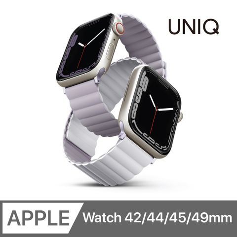 UNIQ Revix Apple Watch 雙色防水矽膠磁吸錶帶 42/44/45/49mm 共用款 紫白色