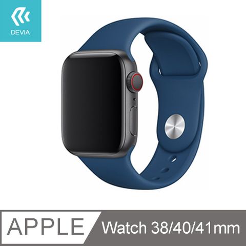 DEVIA Apple Watch 矽膠錶帶38/40/41mm共用款-深藍(此商品為加長版 加量不加價)