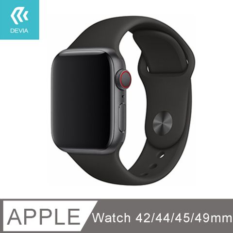 DEVIA  Apple Watch 矽膠錶帶42/44/45/49mm共用款-黑色(此商品為加長版 加量不加價)