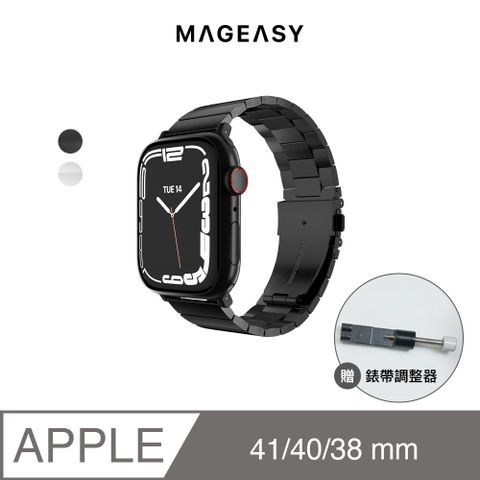 MAGEASYMaestro 不鏽鋼鏈錶帶Apple Watch 9/8/7,38/40/41mm 黑色