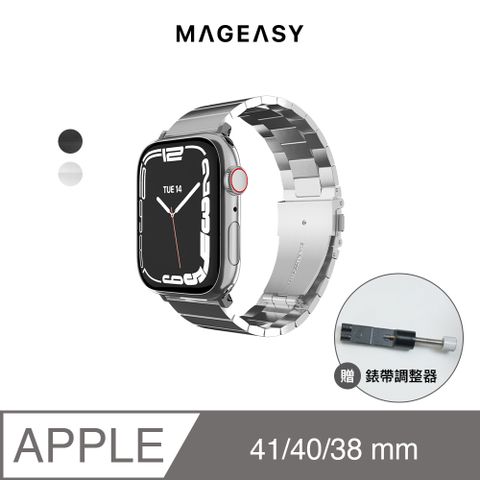 MAGEASYMaestro 不鏽鋼鏈錶帶Apple Watch 9/8/7,38/40/41mm 銀色