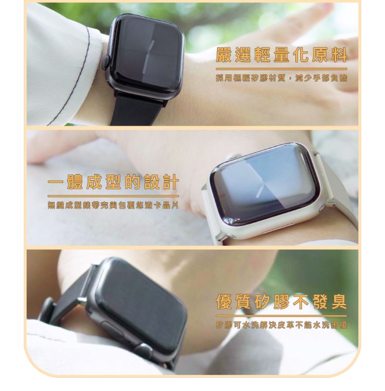 minio Apple Watch 官方授權認證防水矽膠悠遊卡錶帶星光白42/44/45