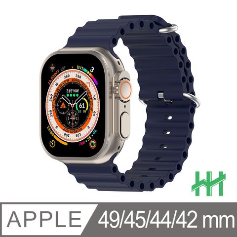 【HH】★可調扣環矽膠錶帶★Apple Watch 42/44/45/49mm 可調扣環海洋矽膠錶帶(藍色)