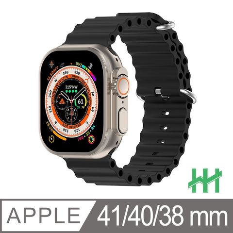【HH】★可調扣環矽膠錶帶★Apple Watch 38/40/41mm 可調扣環海洋矽膠錶帶(午夜色)