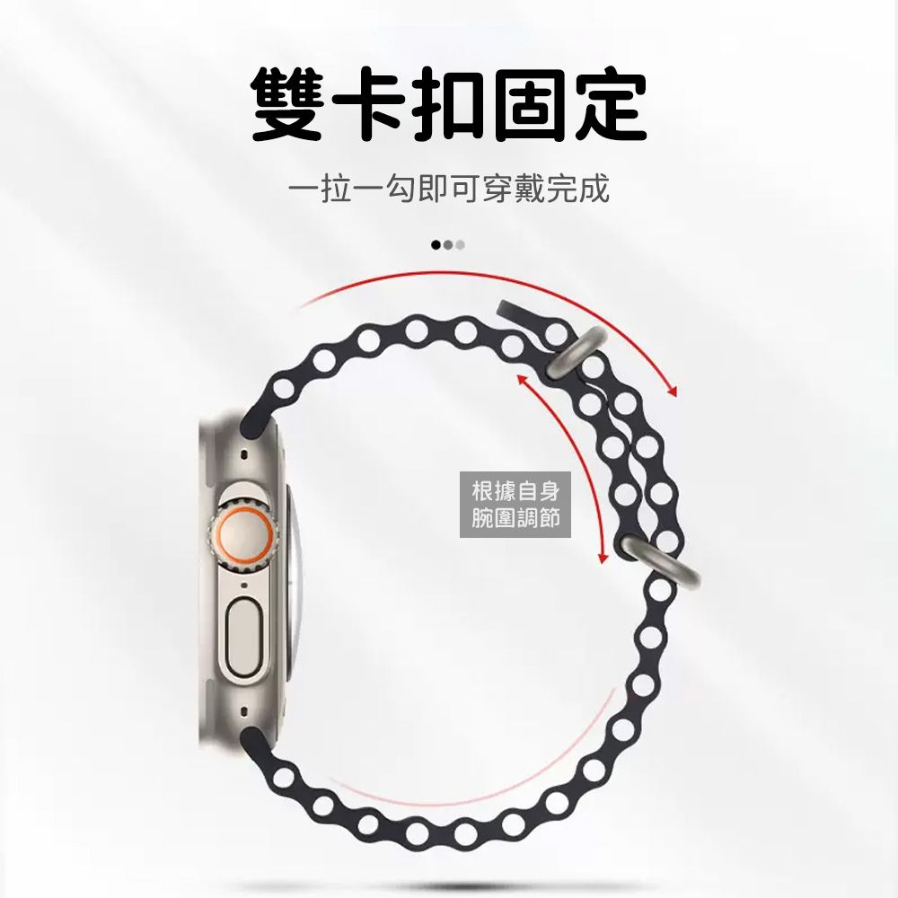 OMG Apple Watch Ultra2/S9 /S8/S7/SE 海洋錶帶 矽膠運動錶帶 iwatch替換錶帶 44/45/49mm尺寸通用