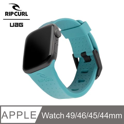 UAG X RIP CURL Apple Watch 42/44/45/46/49mm 舒適矽膠運動錶帶-湖水綠