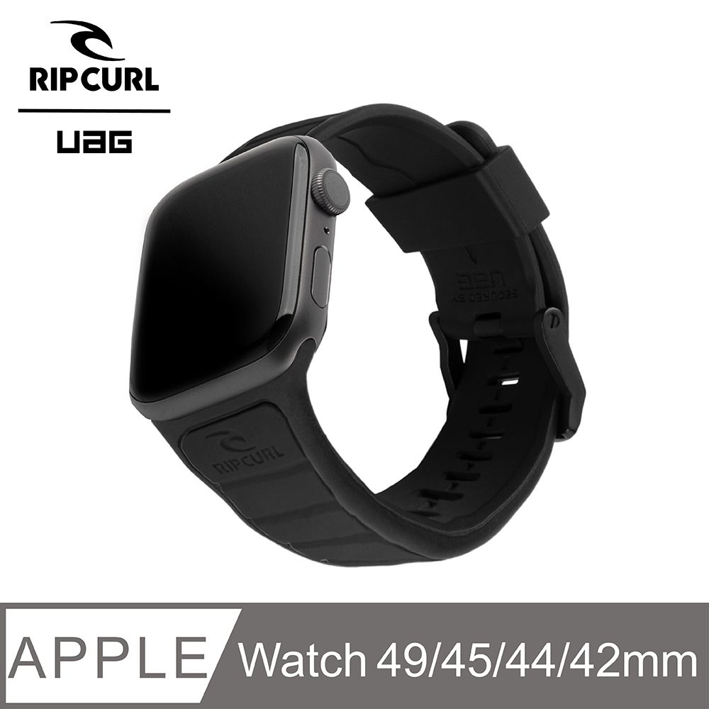 UAG  X RIP CURL Apple Watch 42/44/45/49mm 雙色矽膠運動錶帶-石墨黑