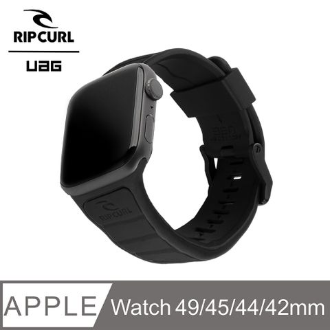 UAG X RIP CURL Apple Watch 42/44/45/49mm 雙色矽膠運動錶帶-石墨黑