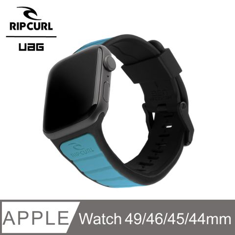 UAG X RIP CURL Apple Watch 42/44/45/49mm 雙色矽膠運動錶帶-綠松黑