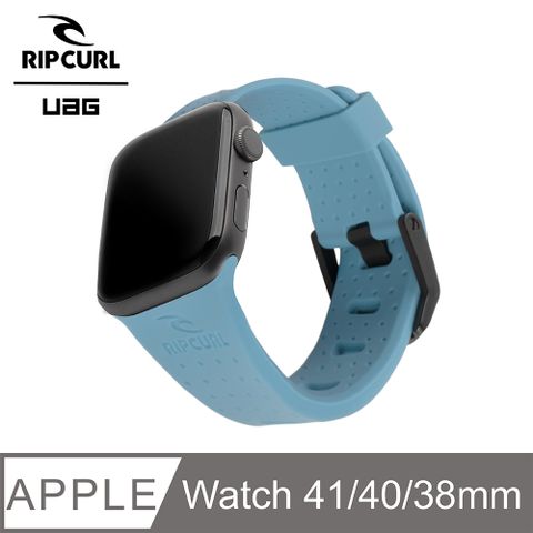 UAG X RIP CURL Apple Watch 38/40/41mm 舒適矽膠運動錶帶-天空藍