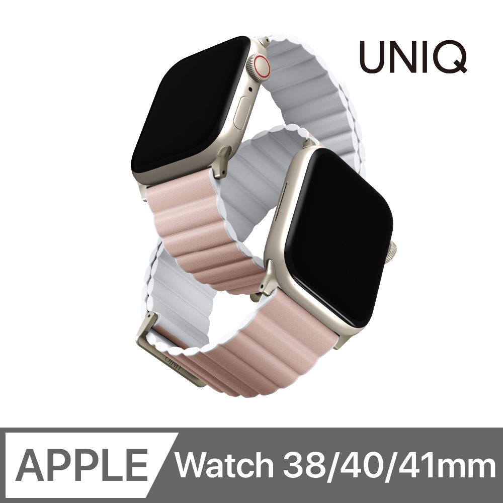 UNIQ  Revix Apple Watch 雙色矽膠真皮錶帶 38/40/41mm 共用款 胭脂粉/白色