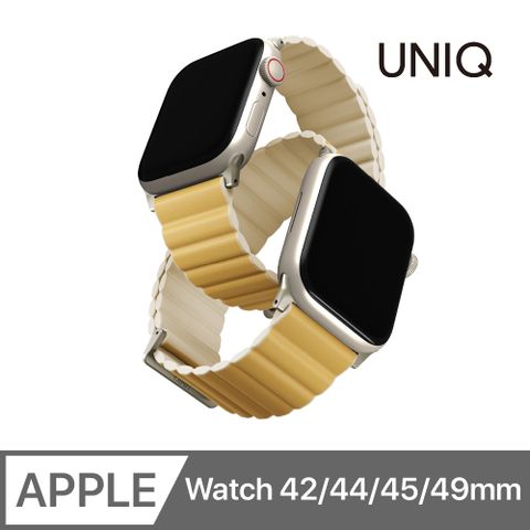 UNIQ Revix Apple Watch 雙色矽膠真皮錶帶 42/44/45/49mm 共用款 淡黃/象牙