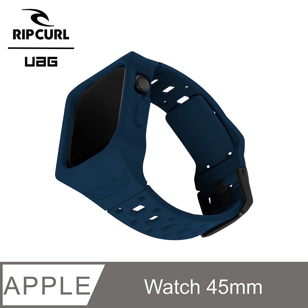 UAG  X RIP CURL Apple Watch 45mm 矽膠保護殻運動錶帶-海軍藍