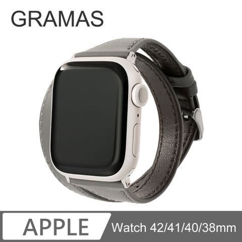 Gramas Apple Watch 38/40/41mm 雙重環繞仕女真皮錶帶-灰