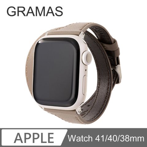 Gramas Apple Watch 38/40/41mm 雙重環繞仕女真皮錶帶-大象灰