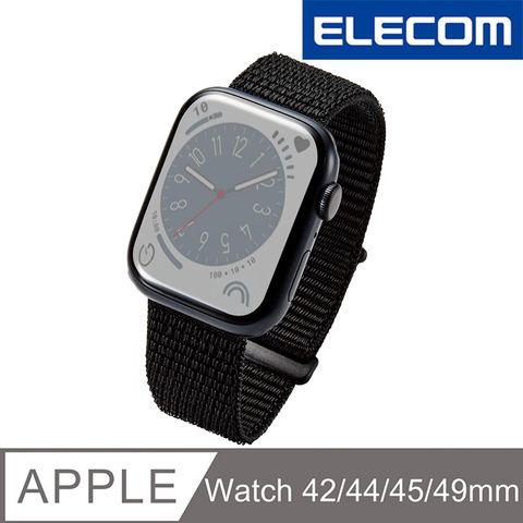 ELECOM Apple Watch 45/44/42mm 布面錶帶- 黑