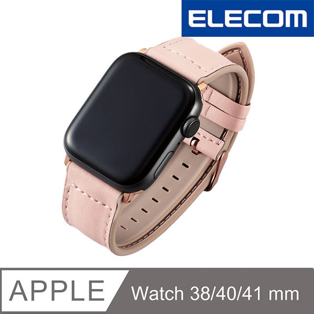 ELECOM  Apple Watch 40/38mm純素皮革錶帶-粉  (福利品)