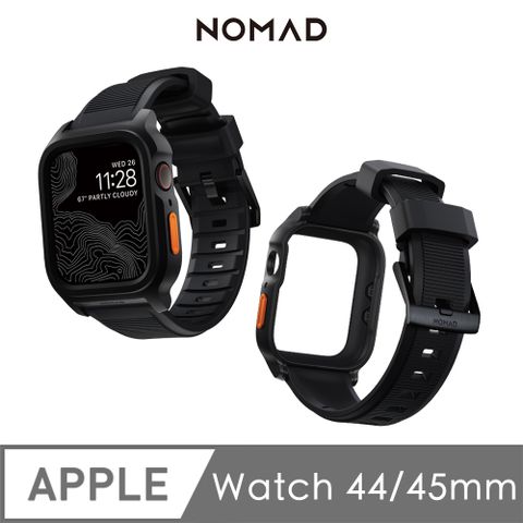 美國NOMAD Apple Watch不鏽鋼DLC保護殼 X FKM錶帶組45/44mm➟Apple Watch 4-9代&amp;SE適用