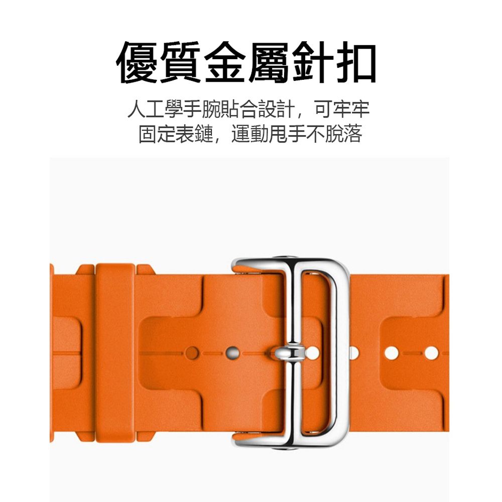 JDTECH H紋防水矽膠運動錶帶 Apple Watch S9/8/7/5/SE/Ultra2/Ultra通用 智慧手錶替換腕帶 柔軟舒適手錶帶