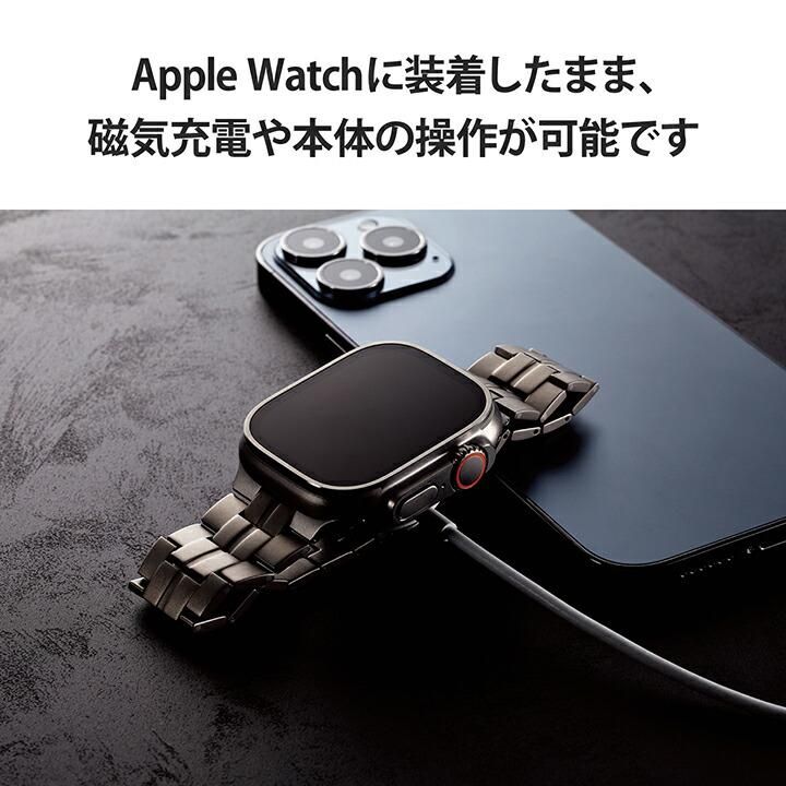 ELECOM Apple Watch 49/45/44/42mm用鈦金屬錶帶-銀- PChome 24h購物