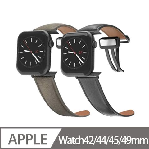 mollies︱Prague Apple Watch 42/44/45/49 真皮皮革磁吸式錶帶