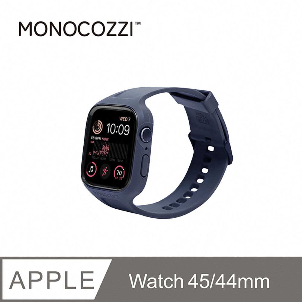 MONOCOZZI  Apple Watch一體式矽膠錶框錶帶44/45mm-海軍藍