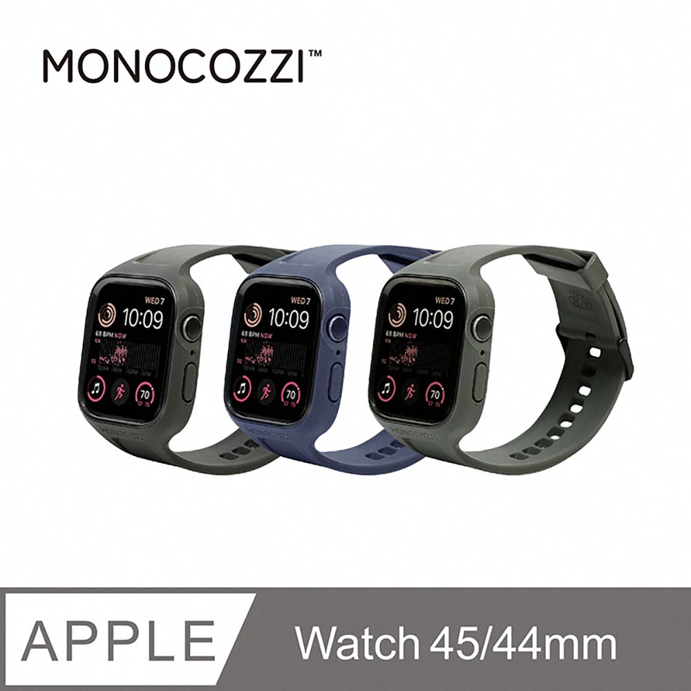 MONOCOZZI  Apple Watch一體式矽膠錶框錶帶44/45mm-海軍藍