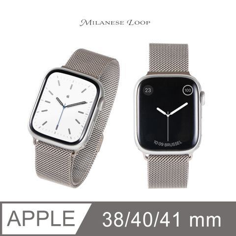 Apple Watch 錶帶 米蘭磁吸錶帶 蘋果手錶適用 38/40/41mm - 銀色經典義大利米蘭風格錶帶