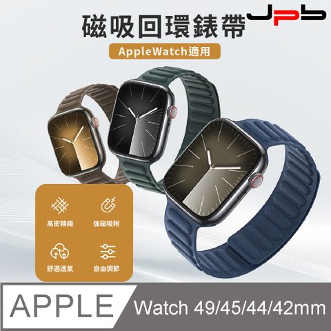 【Apple Watch 42/44/45/49mm】高密精織斜紋布磁吸運動錶帶