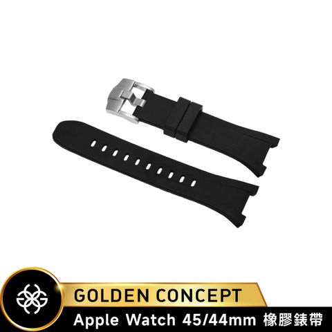 Golden Concept Apple Watch 黑橡膠錶帶/銀錶扣 (45/44mm) ST-45-RB-BK-S