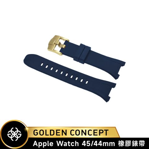 Golden Concept Apple Watch 藍橡膠錶帶/金錶扣 (45/44mm) ST-45-RB-BL-G