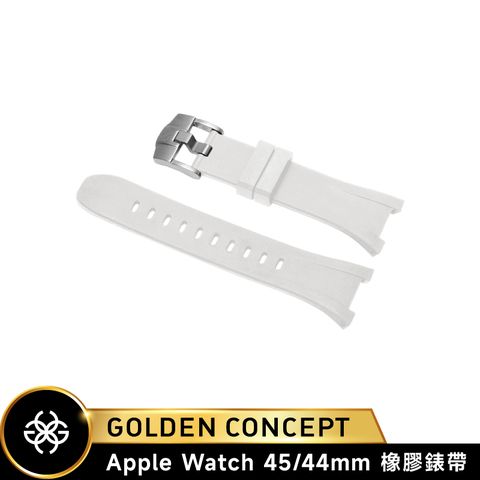 Golden Concept Apple Watch 白橡膠錶帶/銀錶扣 (45/44mm)