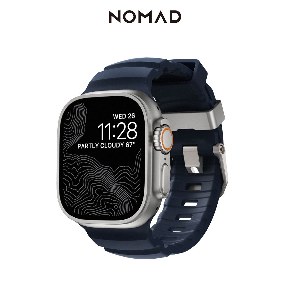 NOMAD 美國 Apple Watch專用硬悍FKM橡膠錶帶 (銀扣) Apple Watch 1-10代&SE&Ultra 49/46/45/44/42mm適用