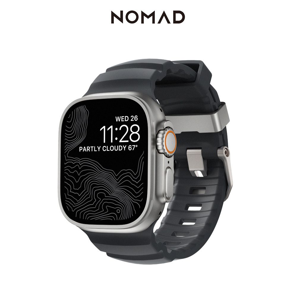 NOMAD 美國 Apple Watch專用硬悍FKM橡膠錶帶 (銀扣) Apple Watch 1-10代&SE&Ultra 49/46/45/44/42mm適用