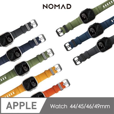 NOMAD 美國 Apple Watch專用硬悍FKM橡膠錶帶 (銀扣＆黑扣) Apple Watch 1-10代&SE&Ultra 49/46/45/44mm適用