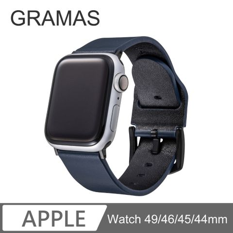 Gramas Apple Watch 44/45/46/49mm 義大利真皮錶帶-藍
