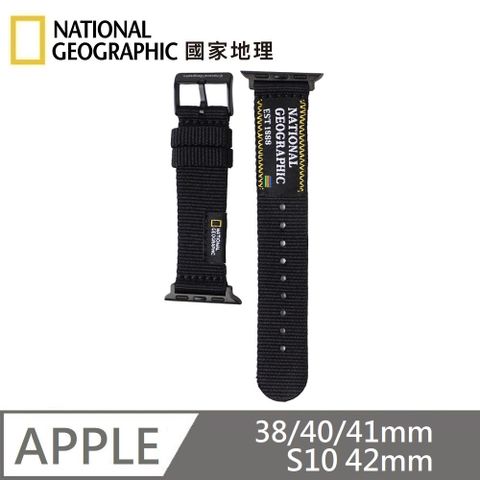 National Geographic 國家地理 Apple Watch Nato Slim 潮流錶帶 適用 38/40/41mm、S10 42mm - 黑色