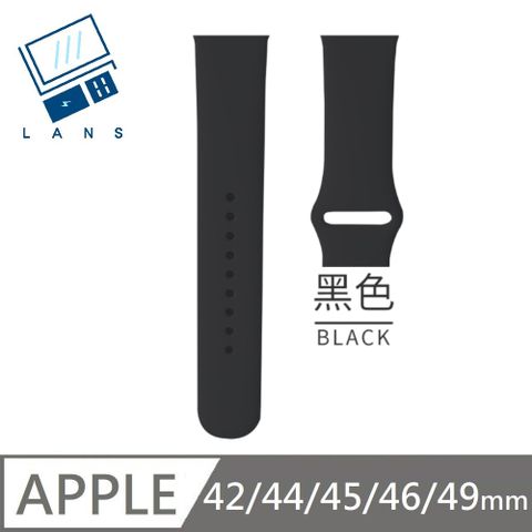 Smart Apple Watch Strap 矽膠錶帶 防水 蘋果手錶帶 適用 42/44/45/46/49mm - 黑色